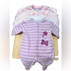 Newborn Baby Girl Footed Sleepers 0-3 months (different brands)